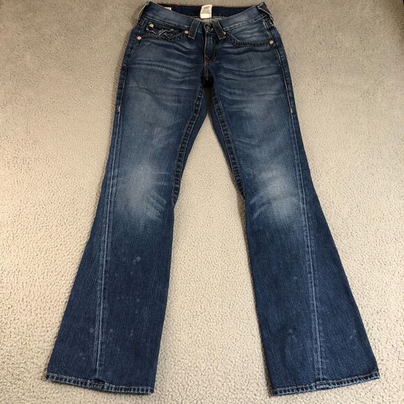 VTG True Religion Jeans Womens 29 Preppy Joey Twisted Seam Flare USA Y2K‎ Retro - Picture 1 of 12